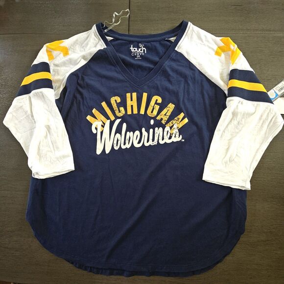 Touch Curve by Alyssa Milano Michigan Wolverines Raglan Top size 2X NWT - Picture 1 of 8